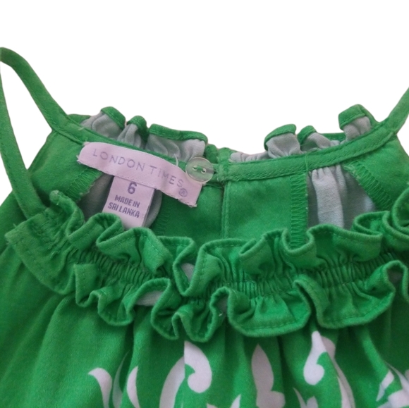 London Times Green & White Cotton Print Dress; Size 6 - Picture 2 of 3